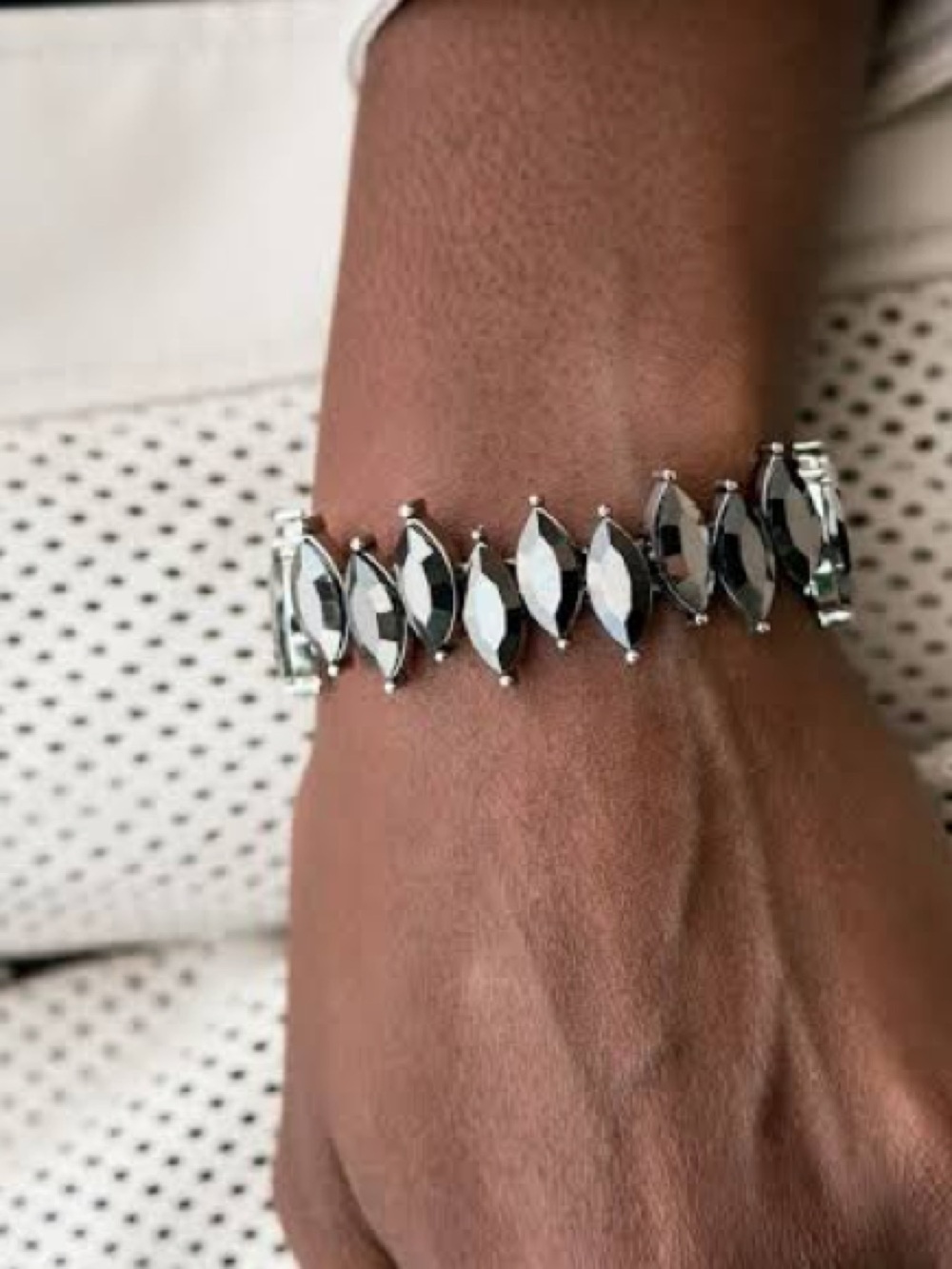 Metallic marquise cut stone stretch bracelet